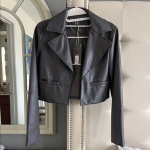 Worthington Black Leather Cropped Jacket
